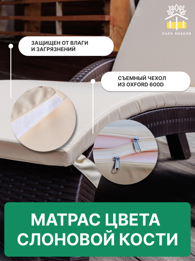 Пластиковый шезлонг Royal Family MARK коричневый (c матрасом) 5